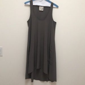 Silk tank dress with pockets and hi-low hem